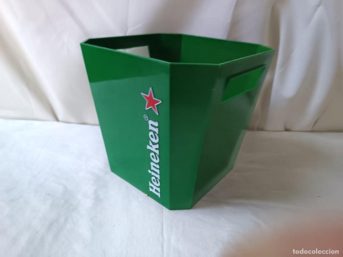 Coleccionismo de cervezas: Cubo Cubitera con publicidad de Cervezas, Heineken
