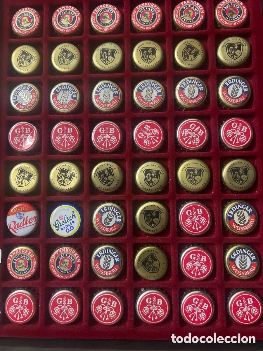 Coleccionismo de cervezas: T4/X87/J. LOTE DE 48 CHAPAS DE CERVEZA