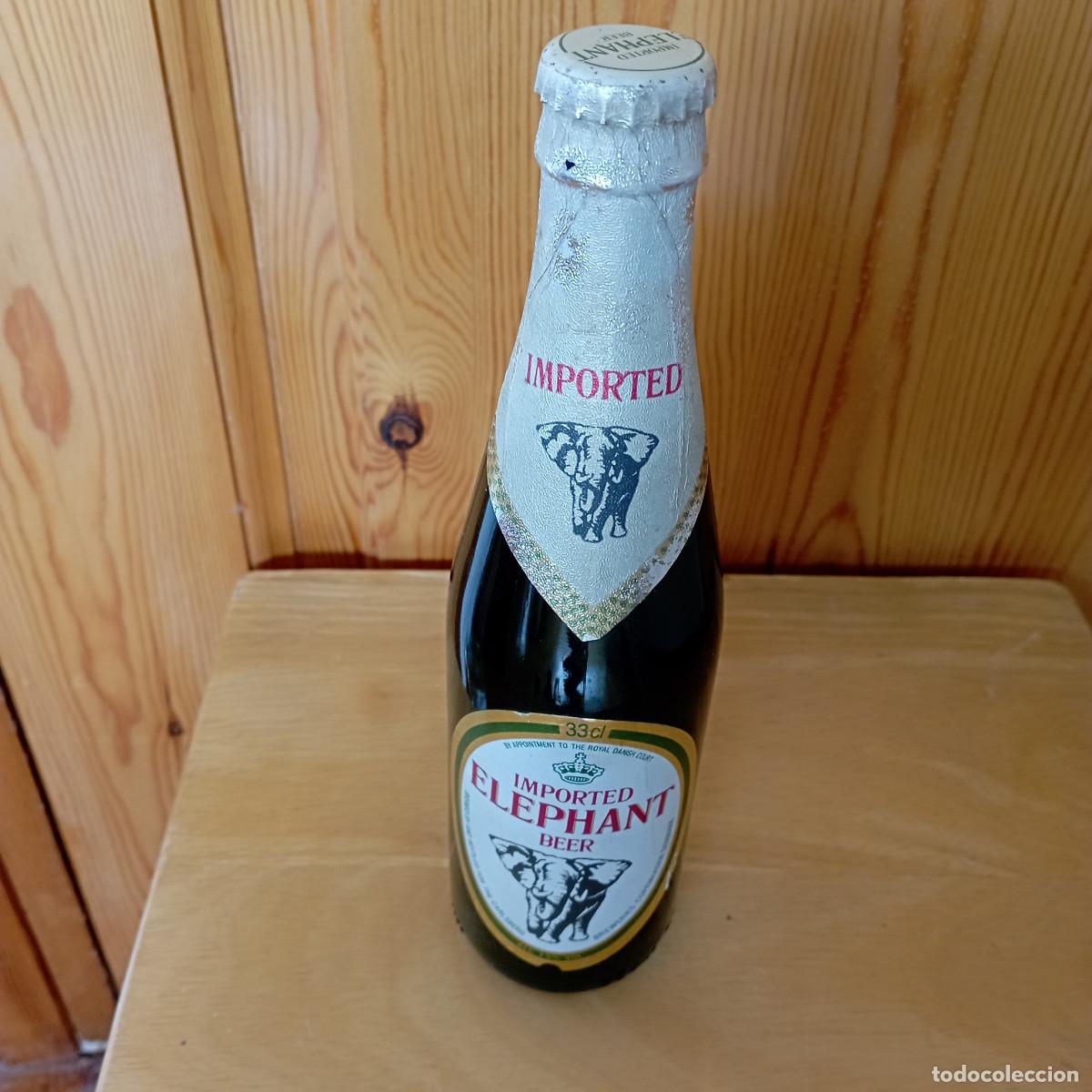 Coleccionismo de cervezas: Botella cerveza IMPORTED ELEPHANT BEER - llena