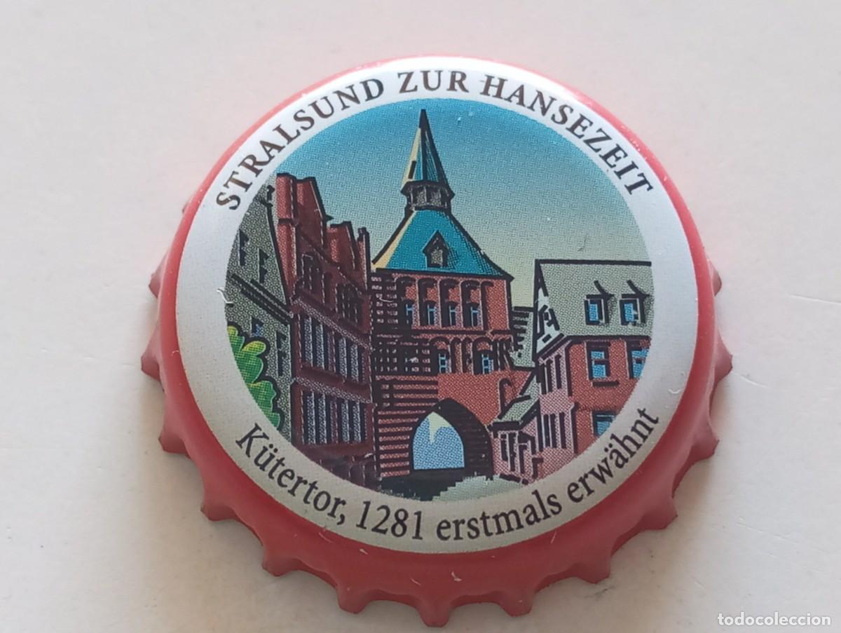 Coleccionismo de cervezas: Chapa tap&oacute;n corona de la cerveza alemana STRALSUND ZUR HANSEZEIT - K&Uuml;TERTOR, 1281 ...