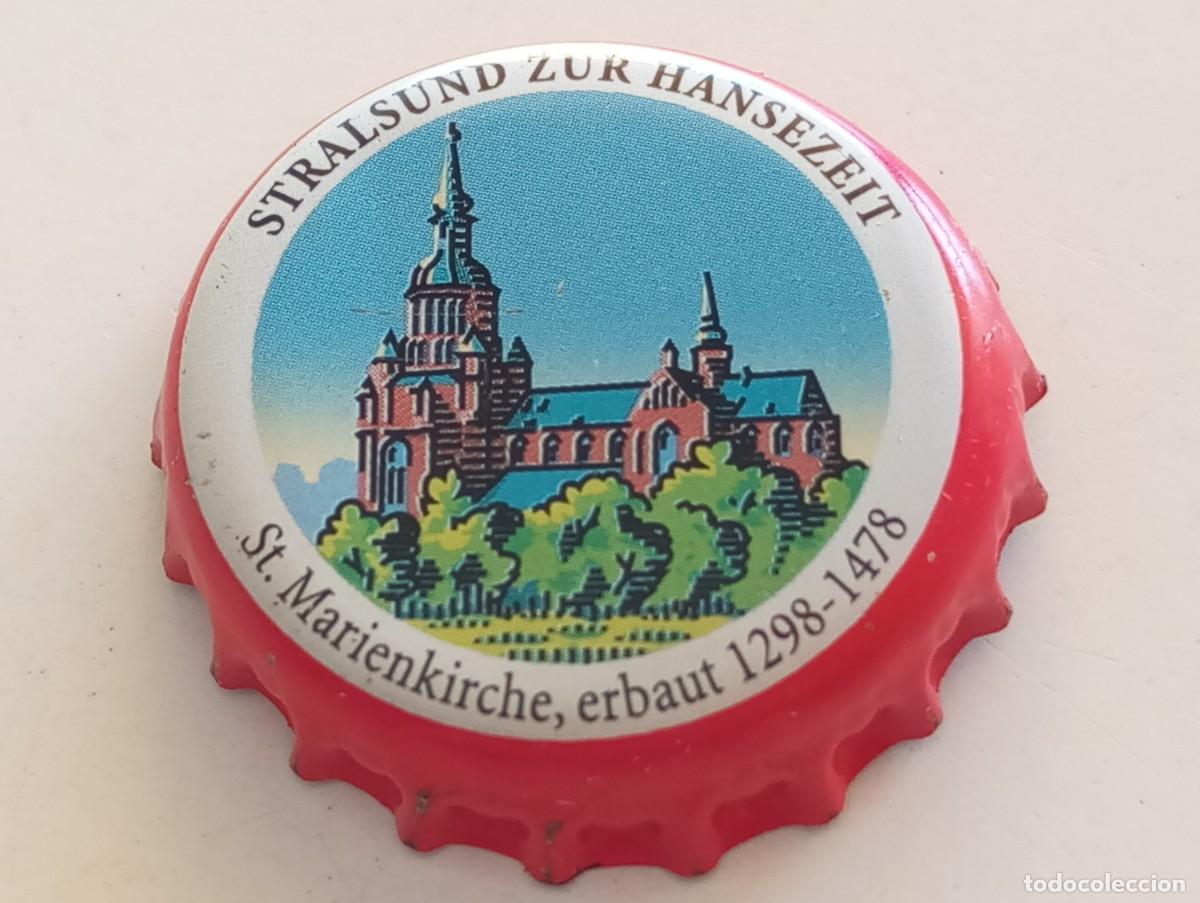 Coleccionismo de cervezas: Chapa tap&oacute;n corona de la cerveza alemana STRALSUND ZUR HANSEZEIT - ST. MARIENKIRCHE, ... 1298-1478