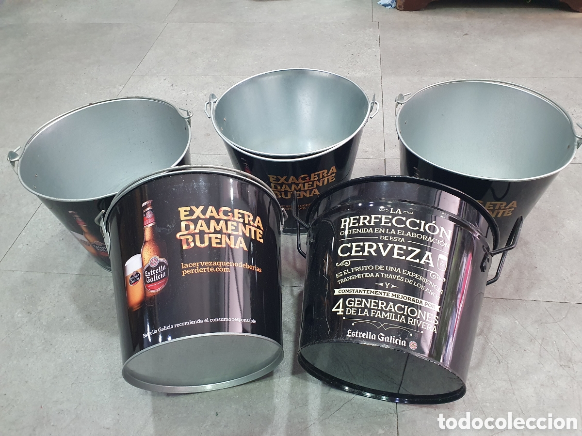 Coleccionismo de cervezas: Lote de 5 cubos met&aacute;licos Estrella Galicia. (L132)