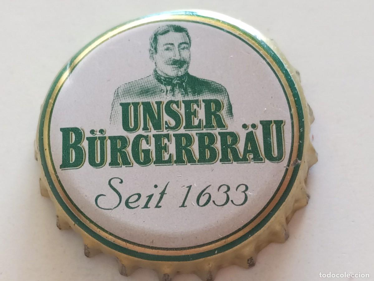 Coleccionismo de cervezas: Chapa tap&oacute;n corona de la cerveza alemana UNSER B&Uuml;RGERBR&Auml;U SEIT 1633