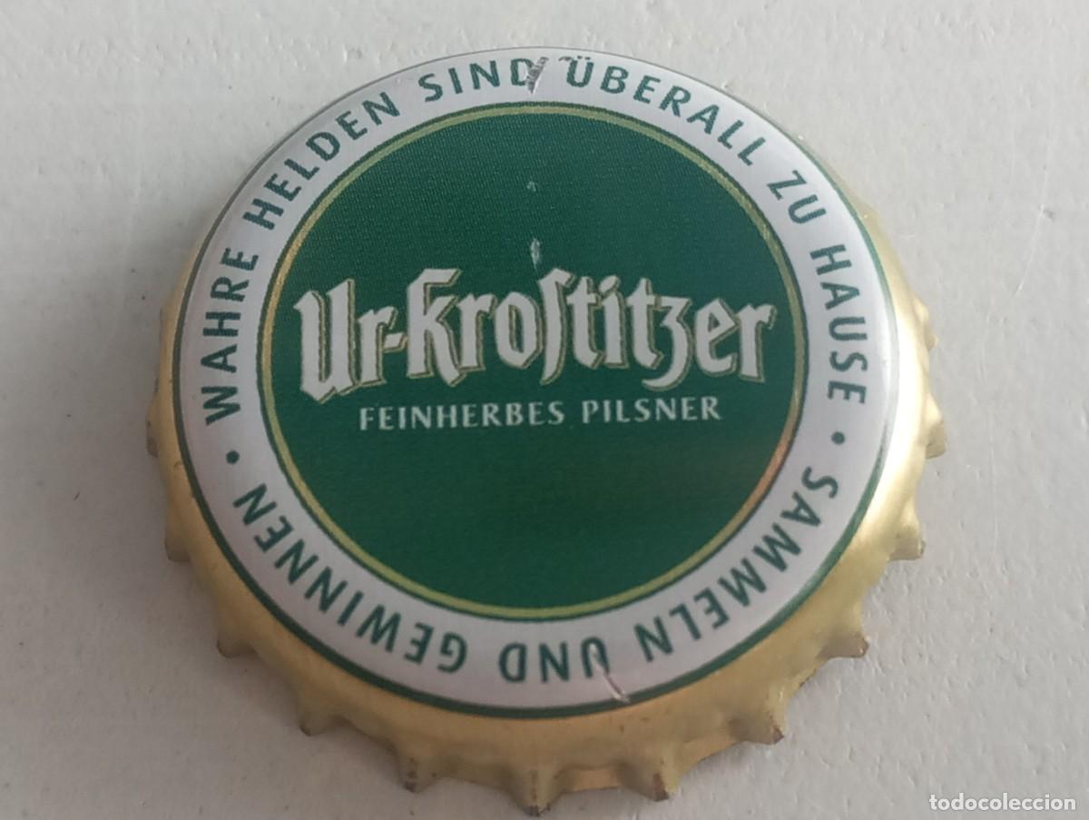 Coleccionismo de cervezas: Chapa tap&oacute;n corona de cerveza alemana UR-KROSTITZER FEINHERBES PILSNER WAHRE HELDEN SIND &Uuml;BERALL...