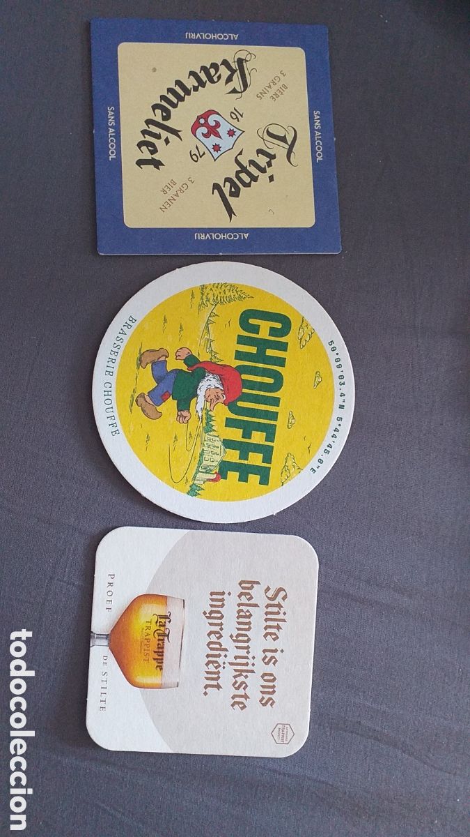 Coleccionismo de cervezas: Lote de 3 posavasos, CHOUFFE, TRIPEL KARMELIER, LA TRAPPE.
