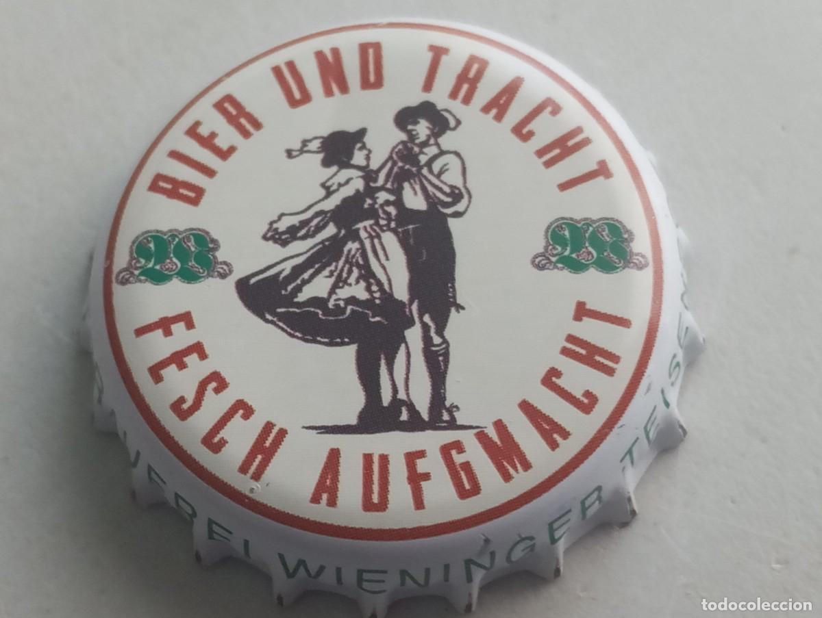 Coleccionismo de cervezas: Chapa de la cerveza alemana WIENINGER PRIVATBRAUEREI BIER UND TRACHT FESCH AUFGMACHT - TEISENDORF