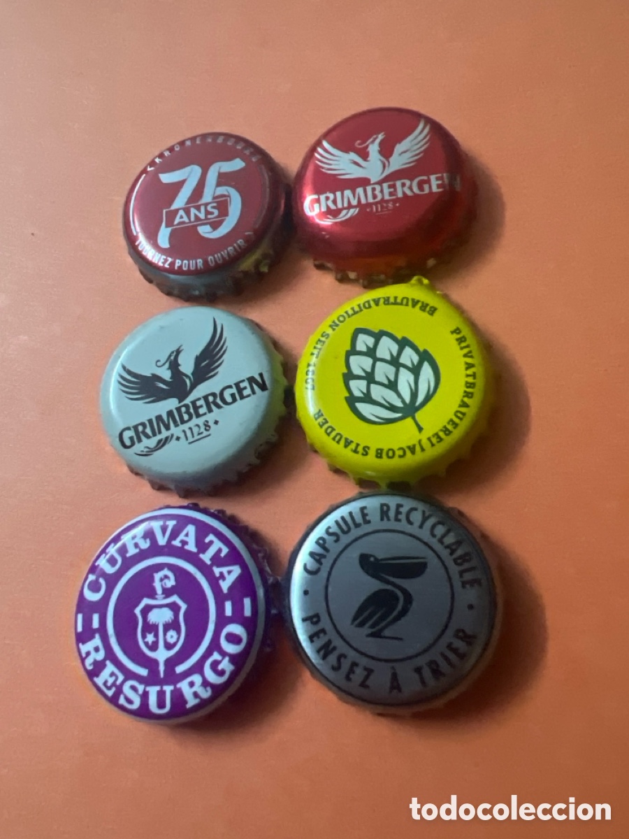 Coleccionismo de cervezas: T4/X85/C1. LOTE DE 6 CHAPAS DE CERVEZA