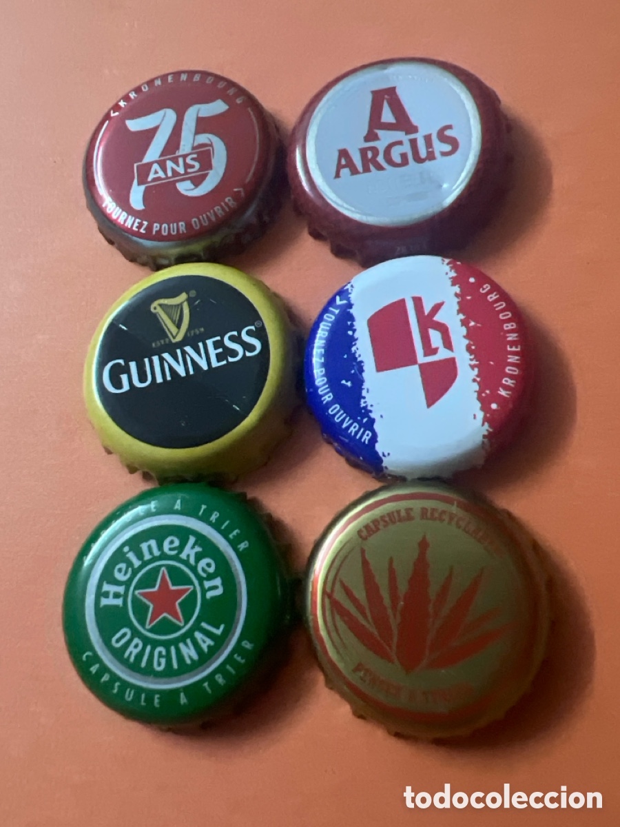 Coleccionismo de cervezas: T4/X85/D1. LOTE DE 6 CHAPAS DE CERVEZA