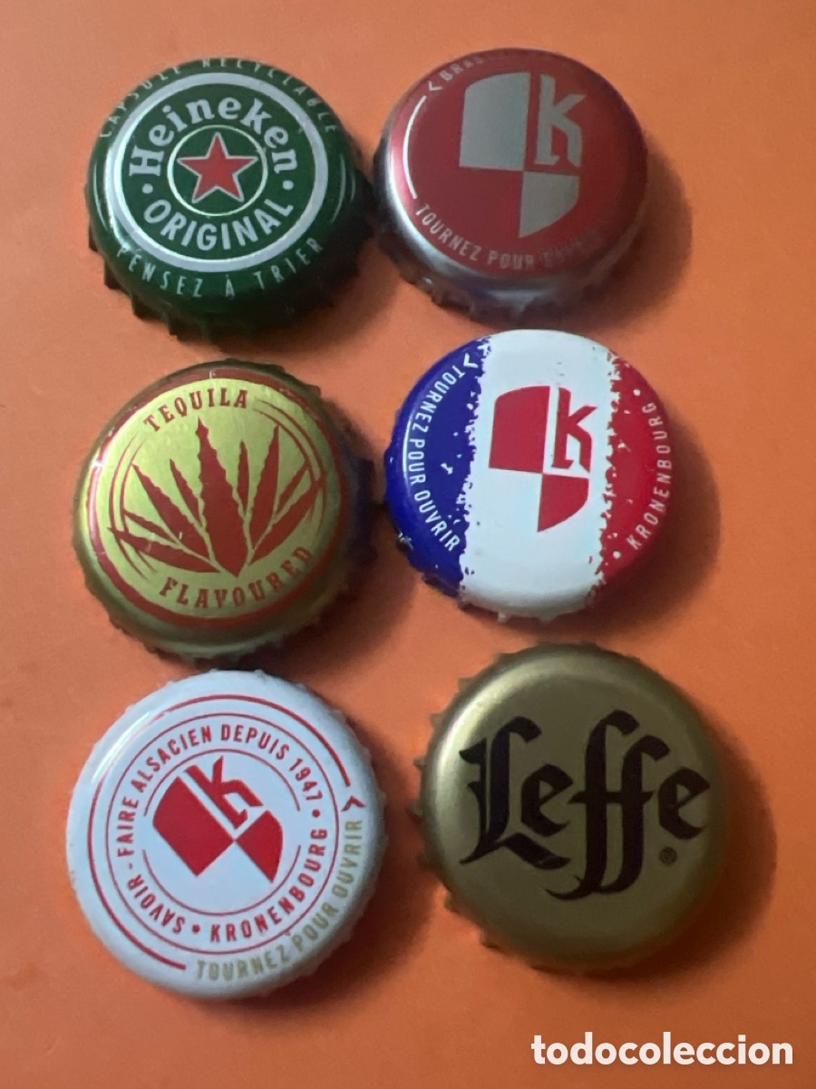 Colecionismo de cervejas: T4/X85/G1. LOTE DE 6 CHAPAS DE CERVEZA