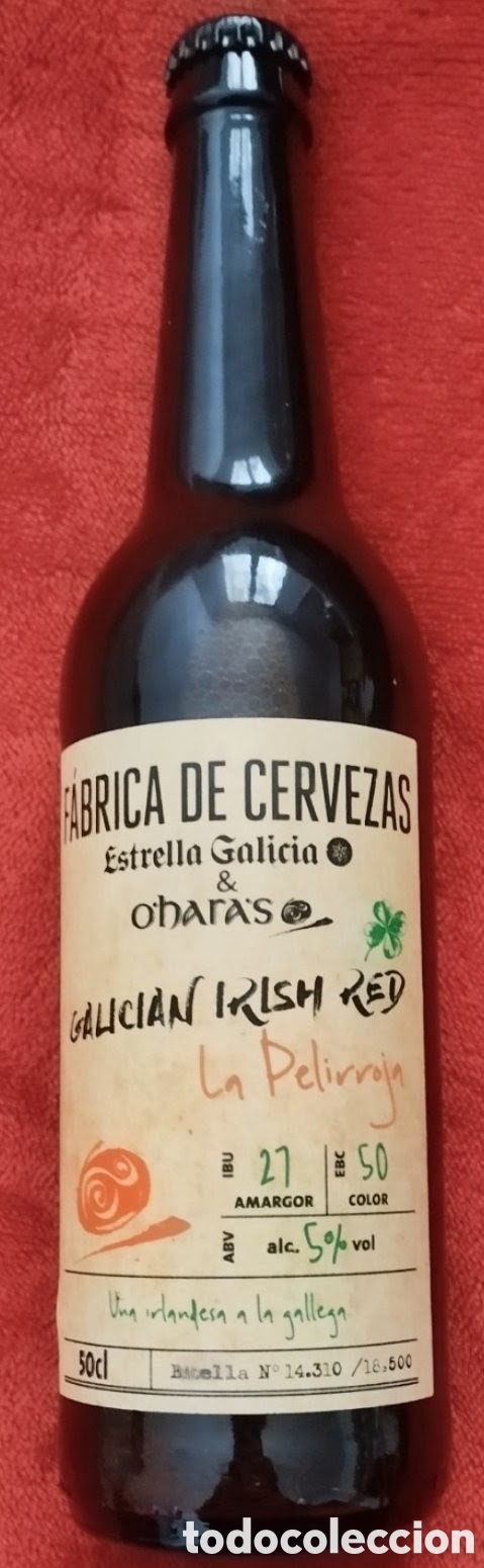 Coleccionismo de cervezas: BOTELLA F&Aacute;BRICA DE CERVEZAS ESTRELLA GALICIA PRIMERA edici&oacute;n OHAR'A &rdquo;GALICIA IRISH RED-LA PELIRROJA&rdquo;