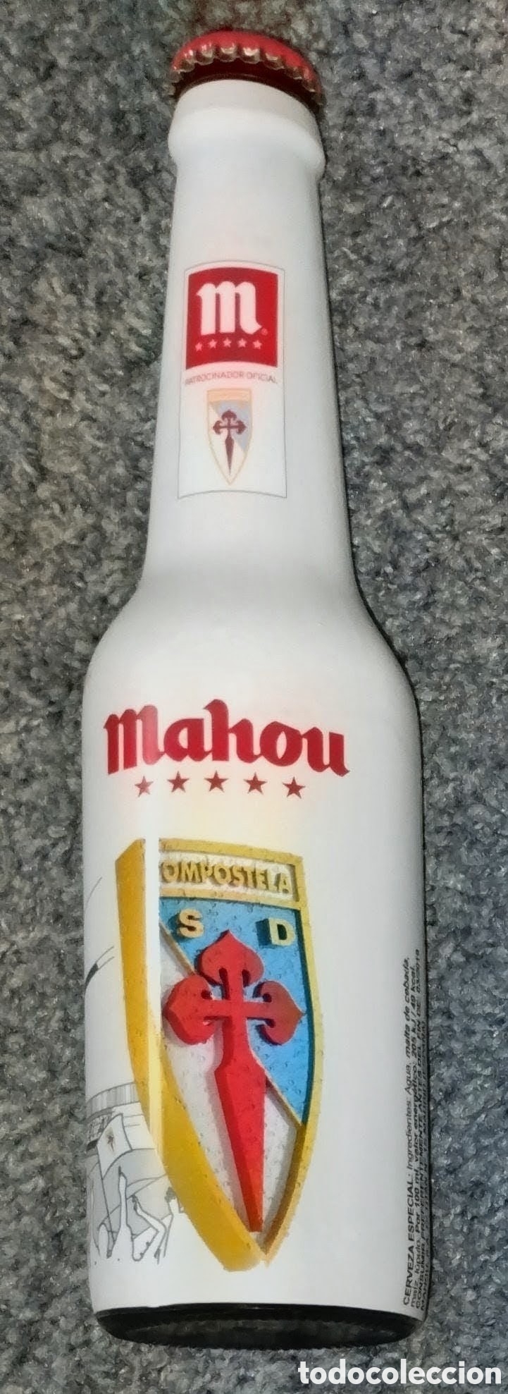 Coleccionismo de cervezas: CERVEZA MAHOU cinco estrellas &rdquo;SD COMPOSTELA&rdquo; de 33 CL. completamente NUEVA SIN ESTRENAR Y SIN ABRIR