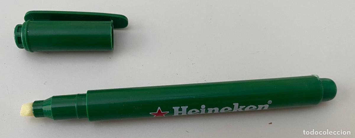 Coleccionismo de cervezas: Rotulador detector de billetes falsos. Promocional de cervezas Heineken. Nuevo.
