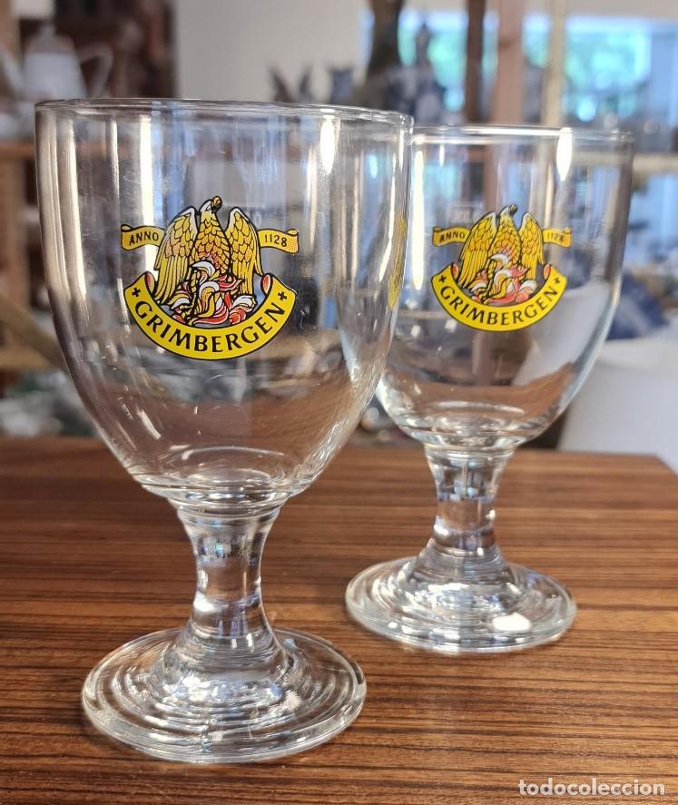 Coleccionismo de cervezas: 2 copas de cerveza logo &rdquo;Anno 1128&rdquo; Grimbergen, c&aacute;liz, 33 cl