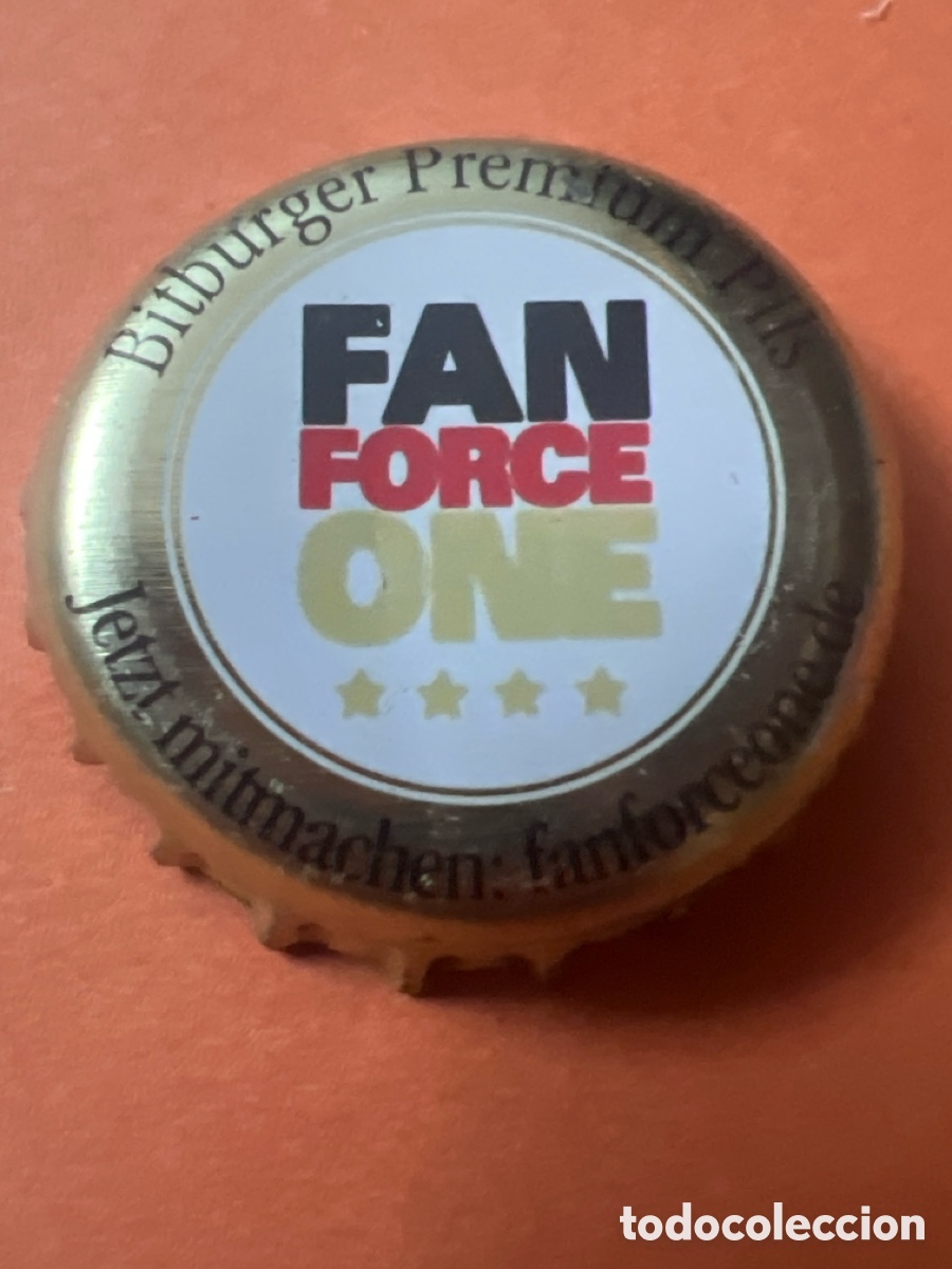 Coleccionismo de cervezas: T4/X82/F5. CHAPA CERVEZA - Fan Force One Bitburger Premium Pils Jetzt mitmachen: fanforceone.de -
