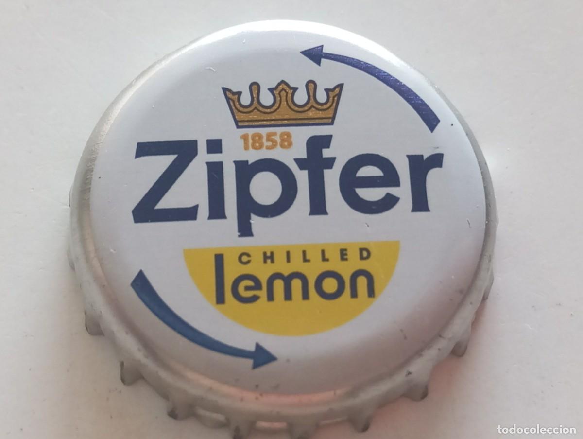 Coleccionismo de cervezas: Chapa tap&oacute;n corona de la cerveza austr&iacute;aca ZIPFER CHILLED LEMON 1858