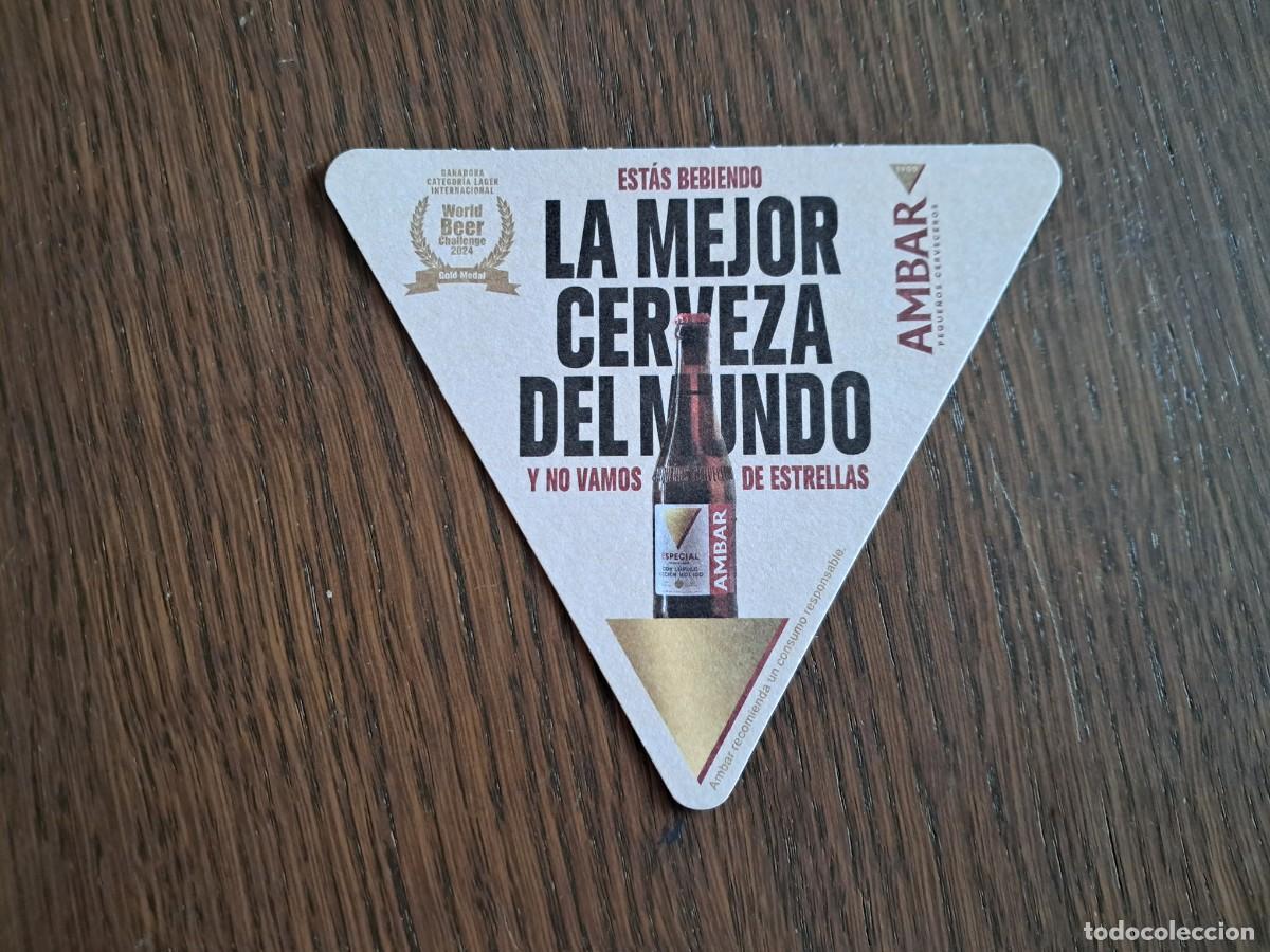 Coleccionismo de cervezas: posavasos de cerveza, Ambar. elaborada en Zaragoza. la mejor cerveza del mundo.