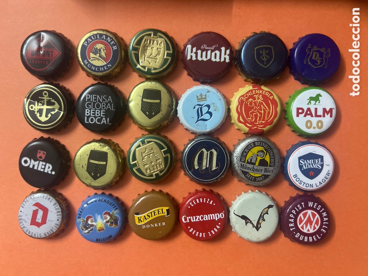 Coleccionismo de cervezas: T4/X97/ABCD - LOTE DE 24 CHAPAS DE CERVEZA