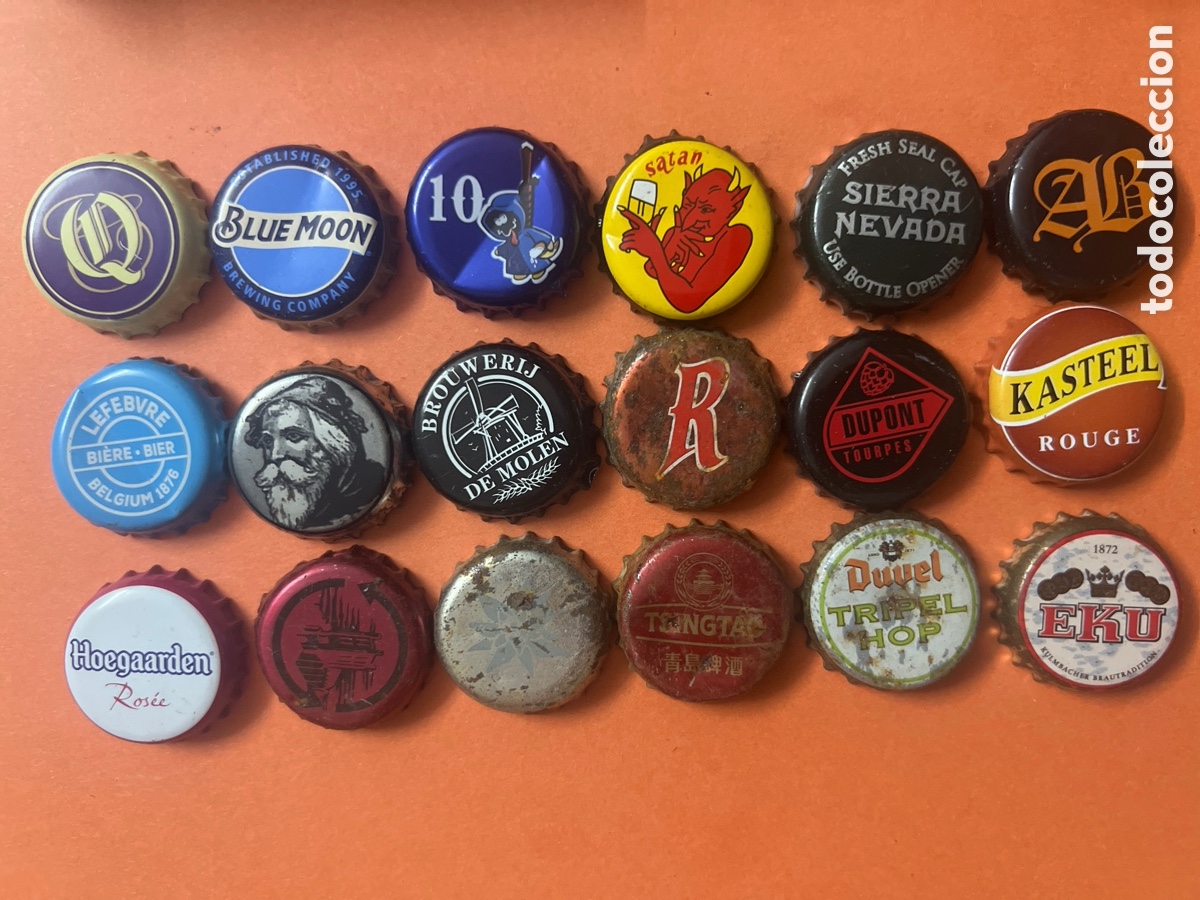 Coleccionismo de cervezas: T4/X97/FGH. LOTE DE 18 CHAPAS DE CERVEZA