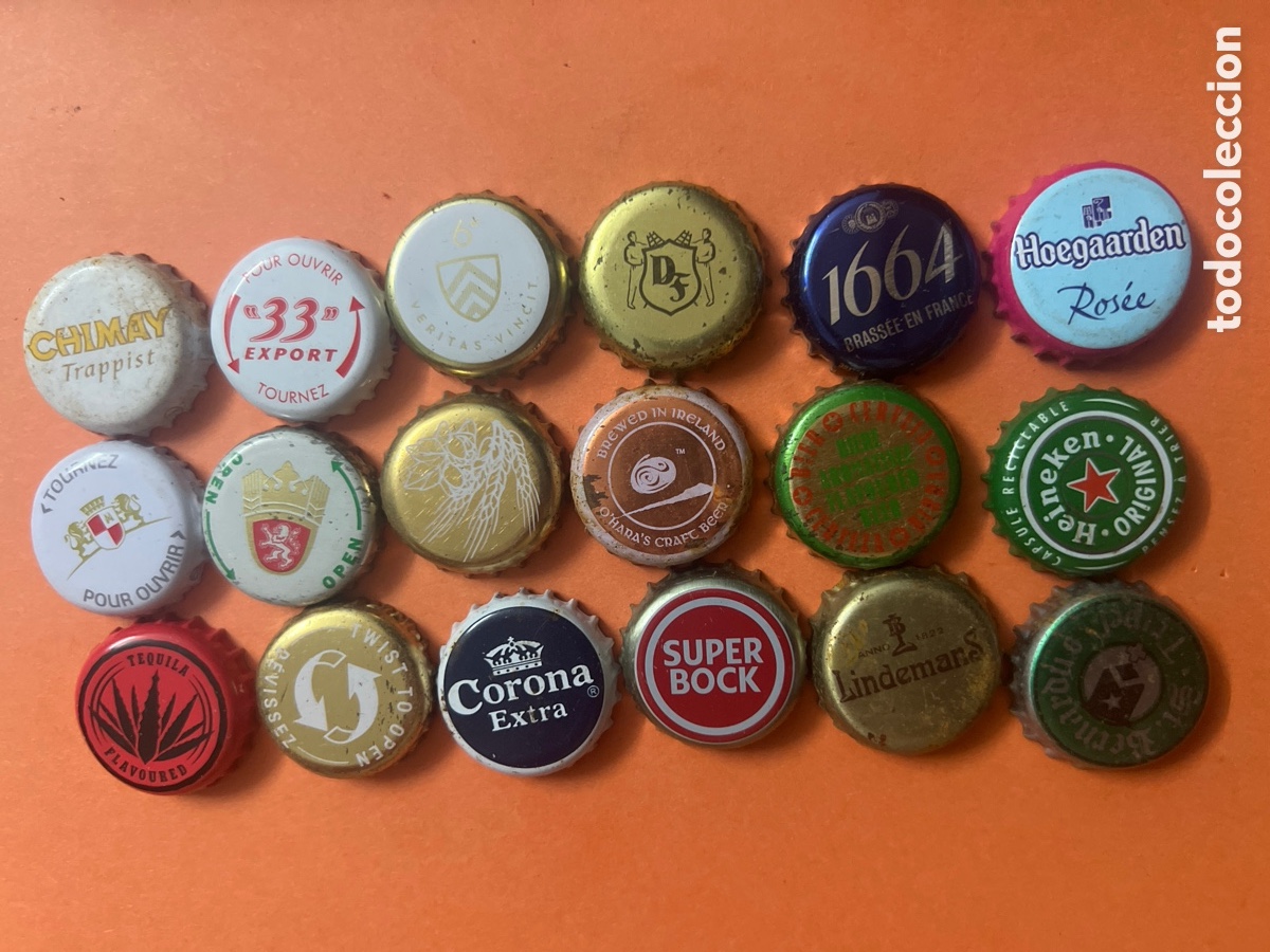 Coleccionismo de cervezas: T4/X97/MNO. LOTE DE 18 CHAPAS DE CERVEZA