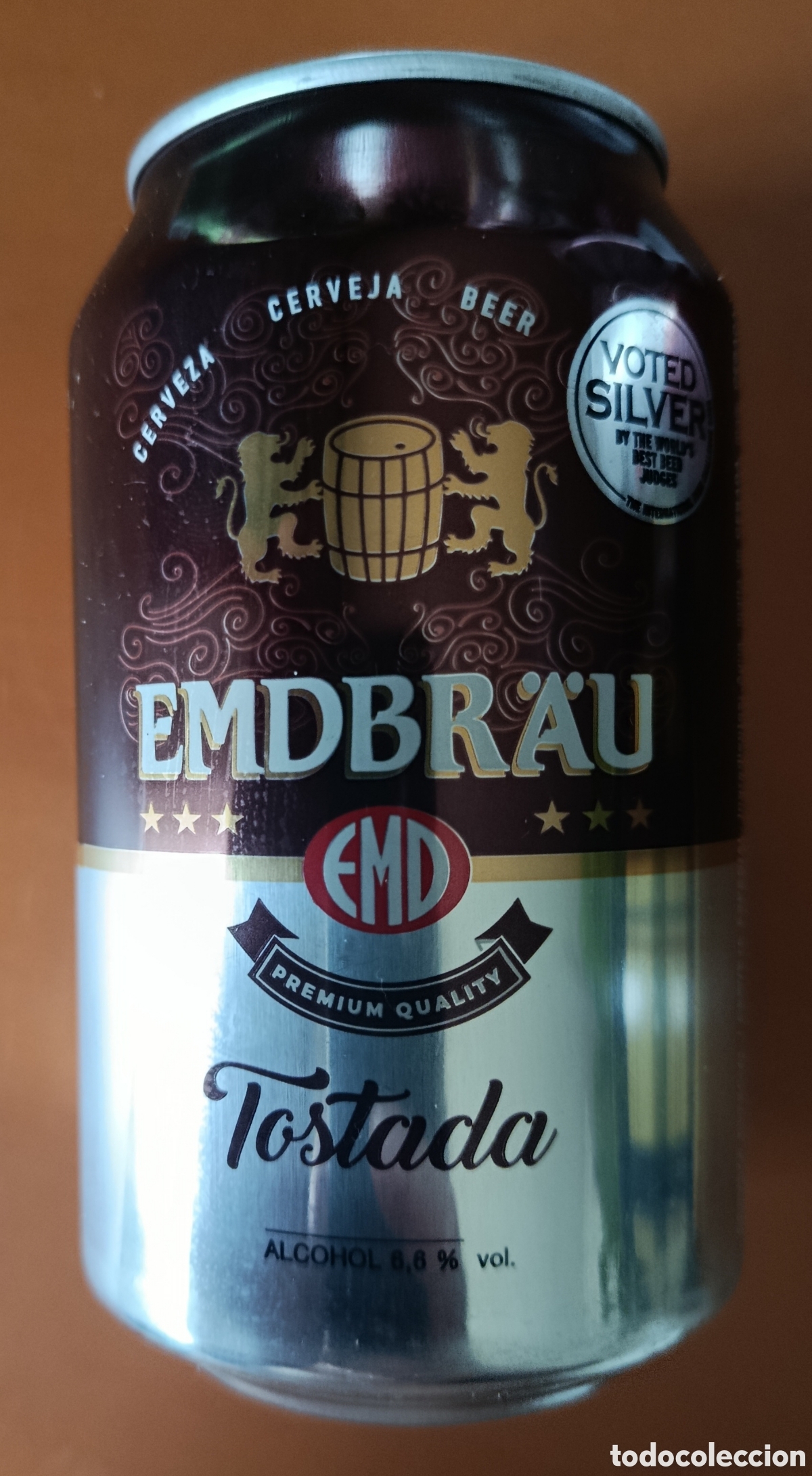 Coleccionismo de cervezas: LATA CERVEZA EMDBR'A'U TOSTADA (VAC&Iacute;A)