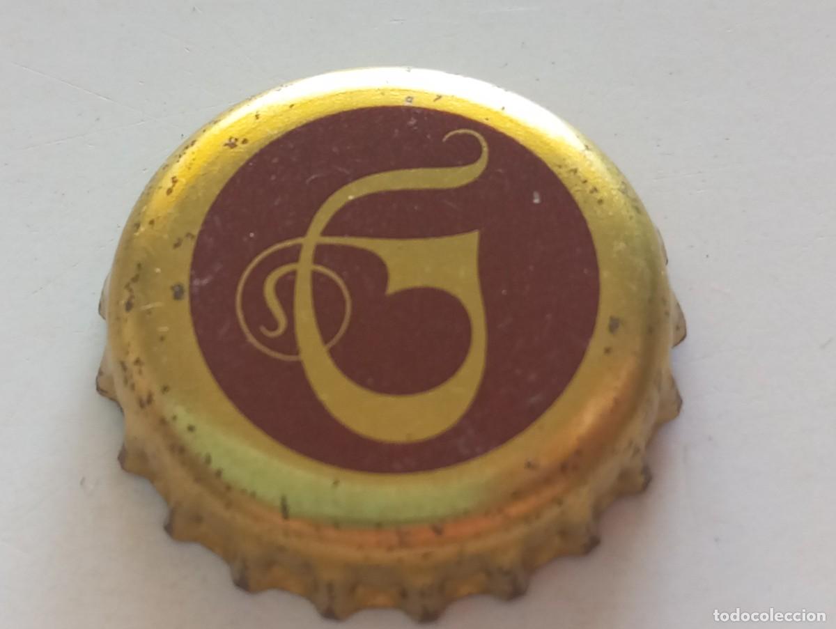 Coleccionismo de cervezas: Chapa tap&oacute;n corona de la cerveza checa GAMBRINUS (falda dorada)