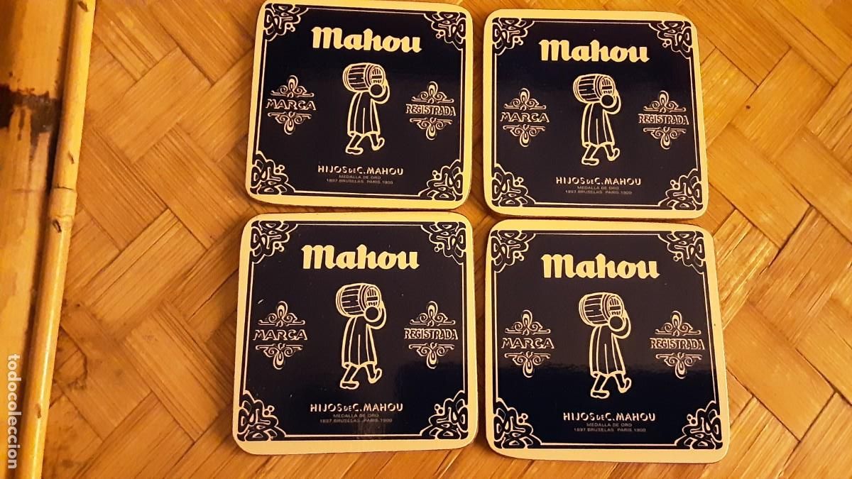 Coleccionismo de cervezas: Posavasos MAHOU vintage corcho y madera o similar 4 unidades