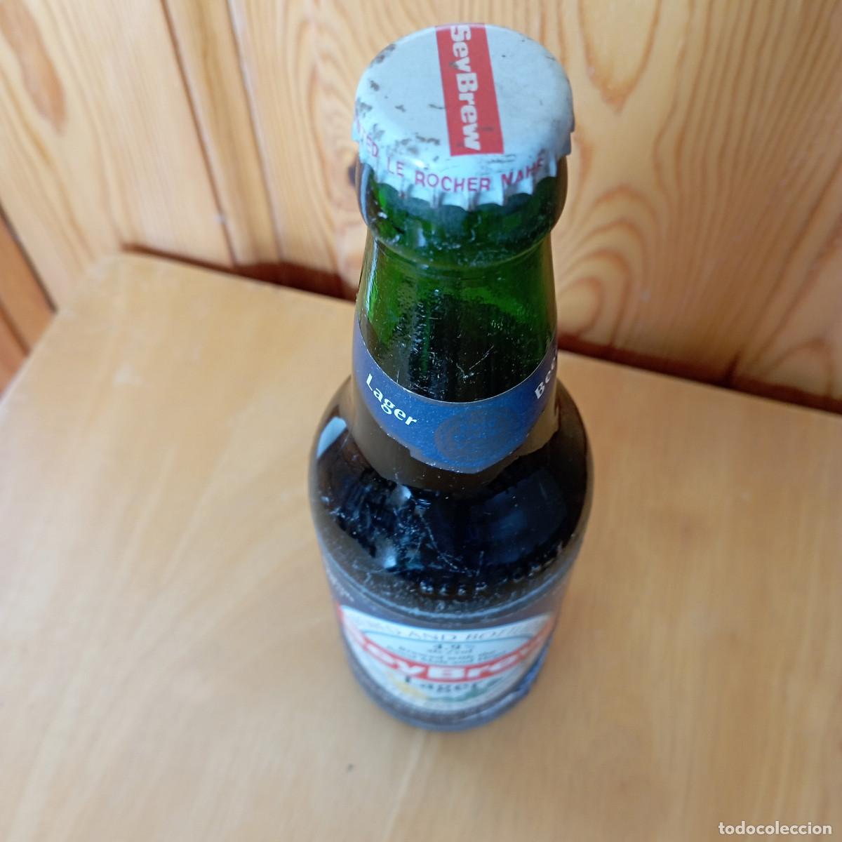 Collectionnisme de bi&egrave;res: botella cerveza SEY BREW LAGER llena