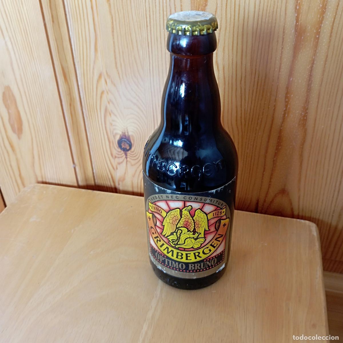 Collectionnisme de bi&egrave;res: botella cerveza GRIMBERGEN OPTIMOO BRUNO llena