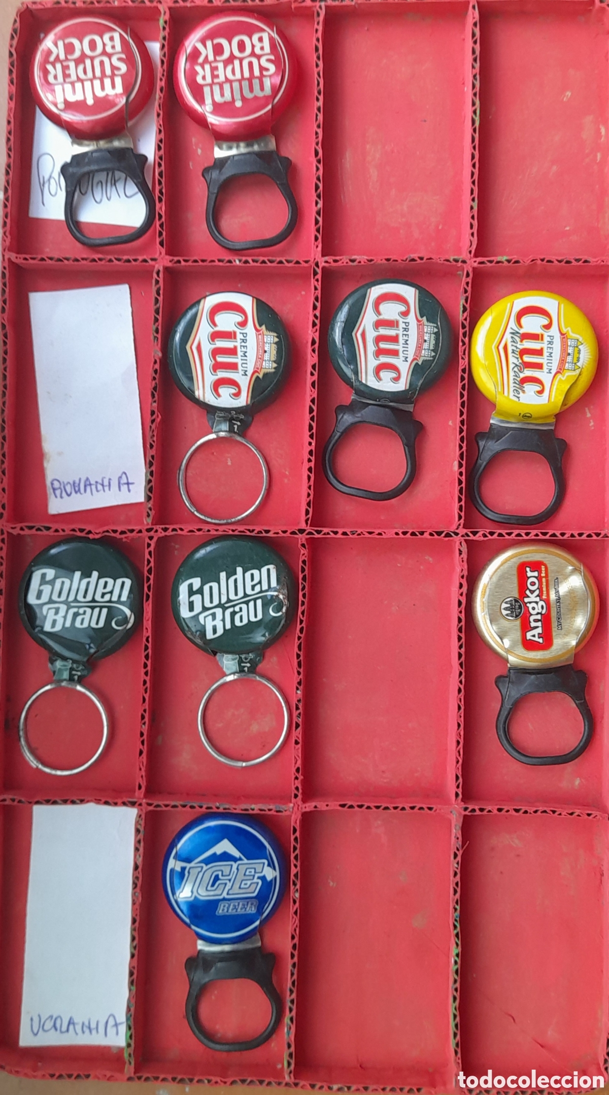 Collectionnisme de bi&egrave;res: Lote de chapas de cerveza de anilla