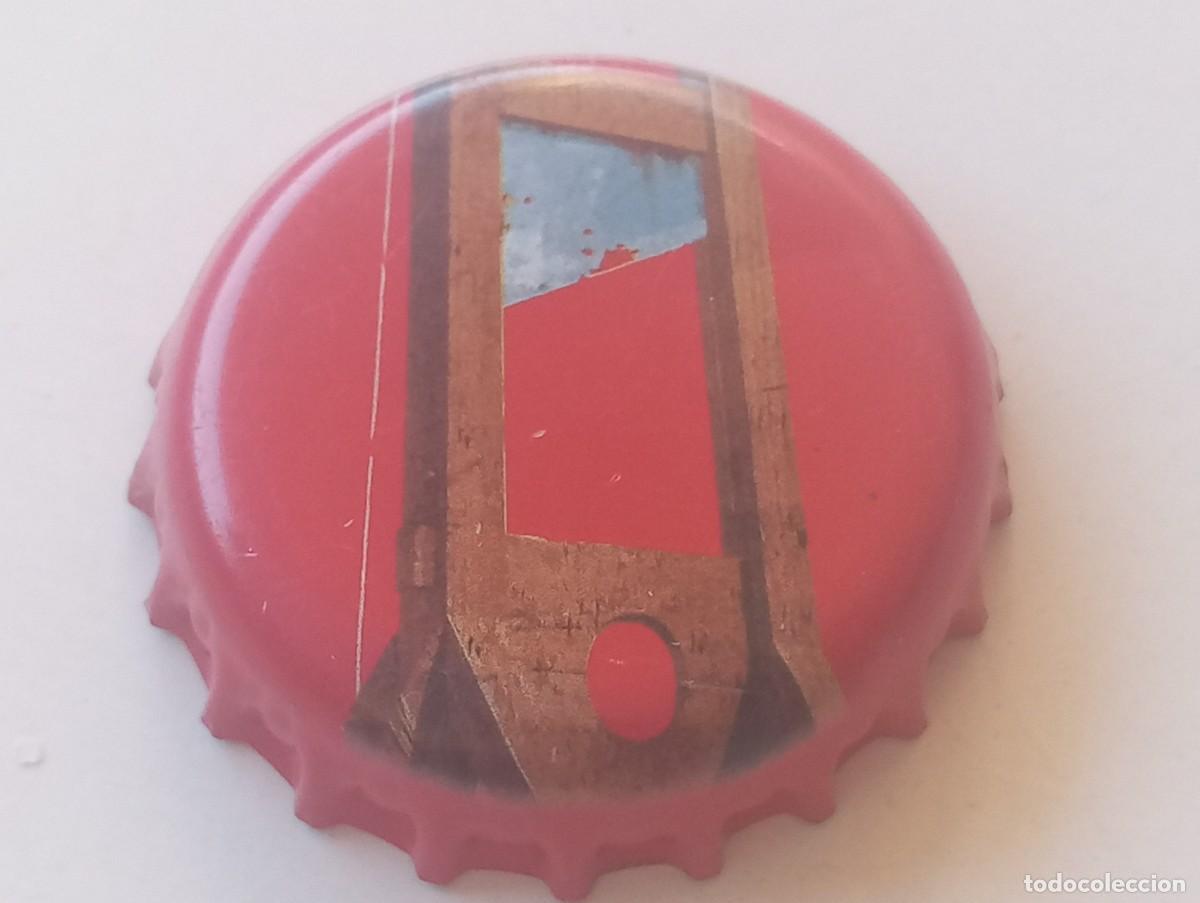 Coleccionismo de cervezas: Chapa tap&oacute;n corona de la cerveza belga LA GUILLOTINE