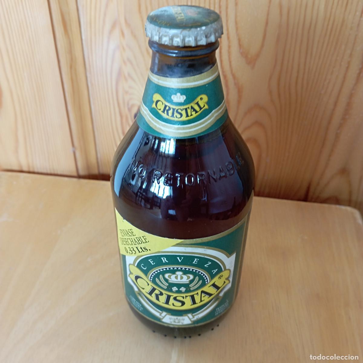 Coleccionismo de cervezas: botella cerveza CRISTAL llena - Foto 1