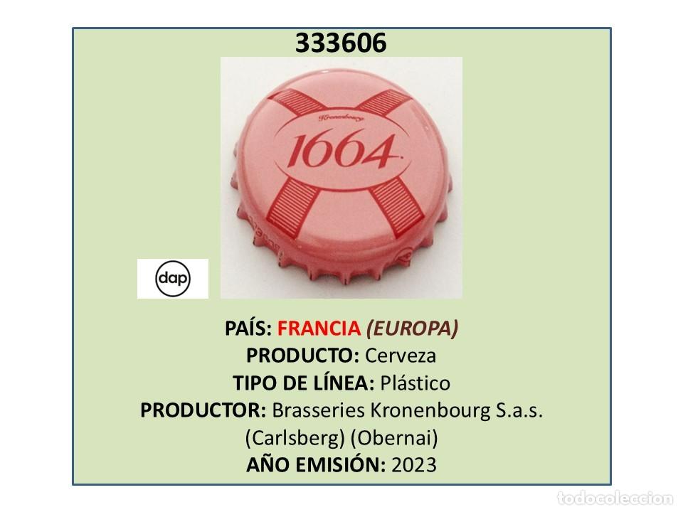 Coleccionismo de cervezas: TAPON CORONA CAPSULA CHAPA CERVEZA KRONENBOURG 1664 ROS&Eacute; (FRANCIA)