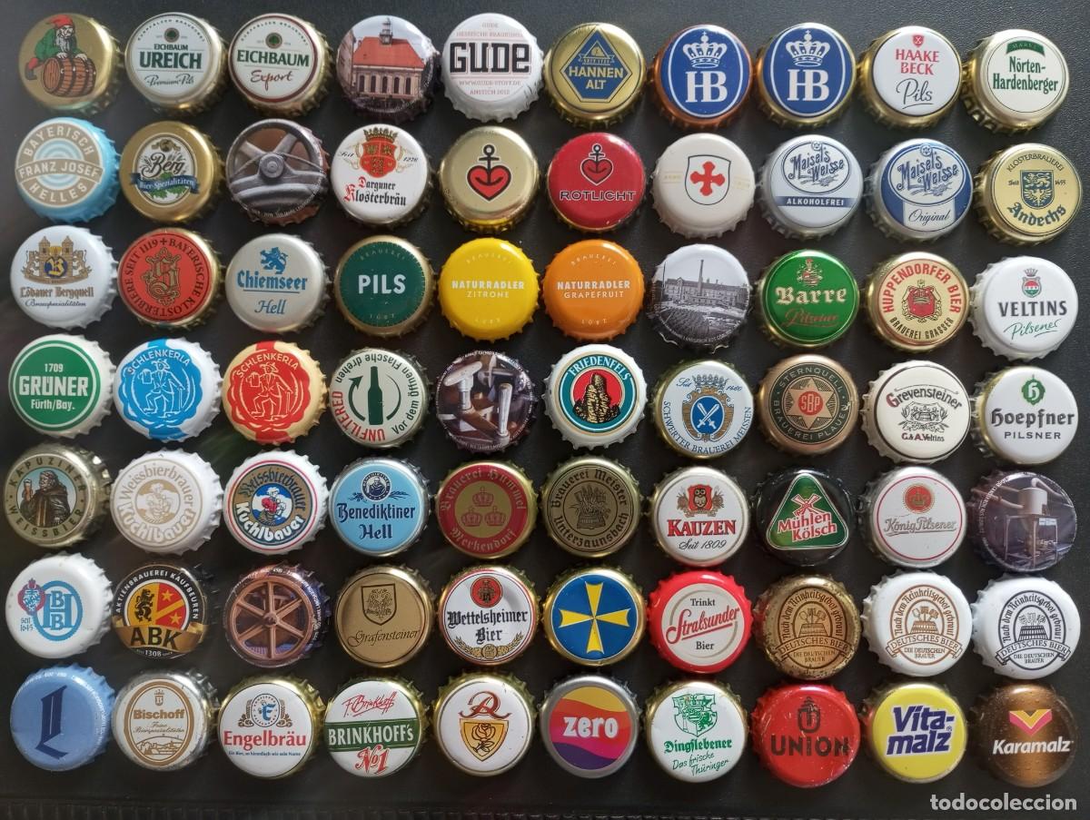 Coleccionismo de cervezas: Lote surtido de 70 chapas tap&oacute;n corona DIFERENTES de cervezas alemanas (ALEMANIA - 12)