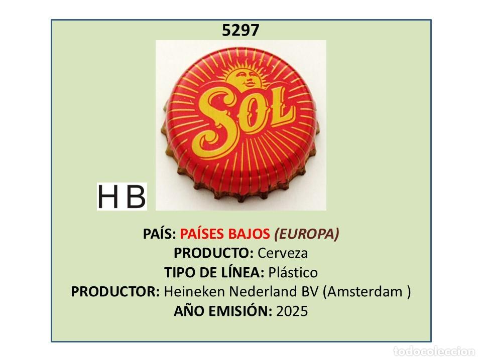 Coleccionismo de cervezas: TAPON CORONA CAPSULA CHAPA CERVEZA SOL (PA&Iacute;SES BAJOS)