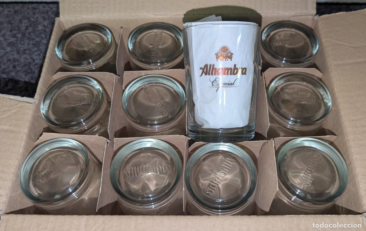Coleccionismo de cervezas: Lote de 12 vasos de cristal de cerveza - Alhambra Especial &iexcl;A estrenar!