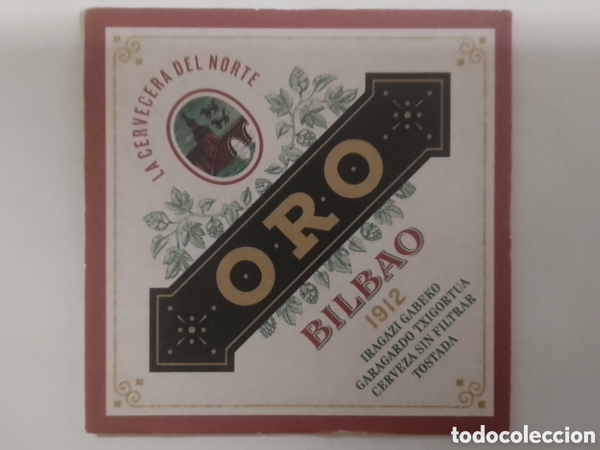 Coleccionismo de cervezas: Posavasos LA CERVECERA DEL NORTE ORO BILBAO.