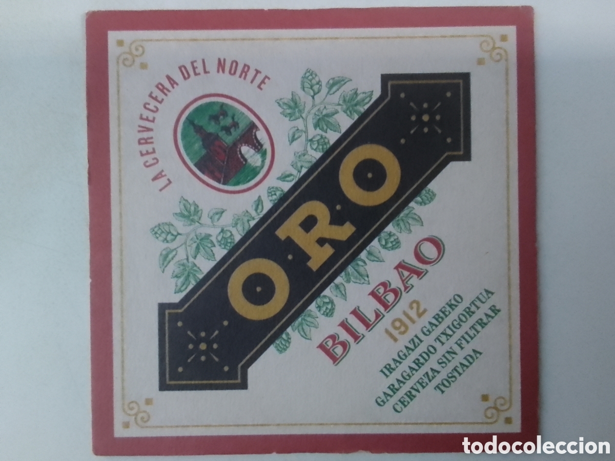 Coleccionismo de cervezas: Posavasos LA CERVECERA DEL NORTE ORO BILBAO.
