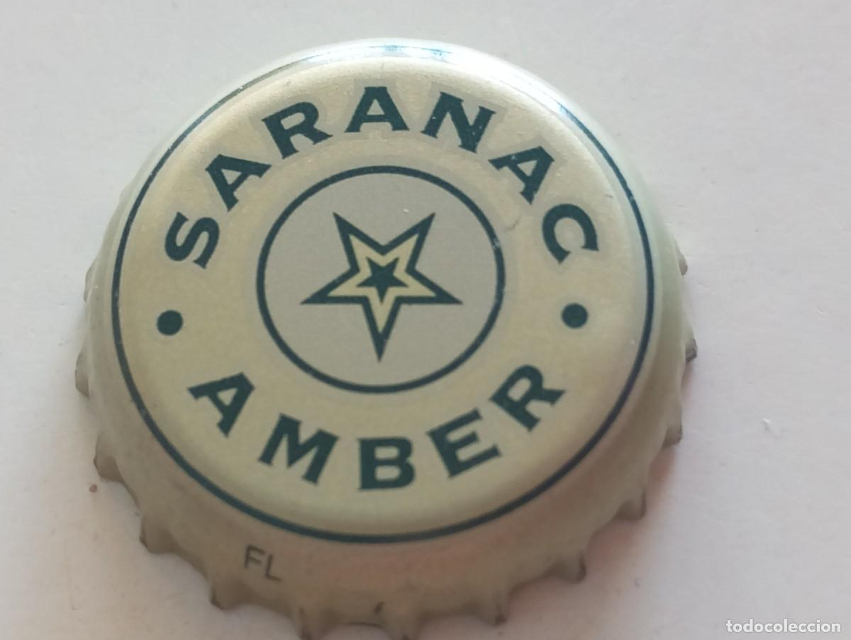 Coleccionismo de cervezas: Chapa USA, tap&oacute;n corona de la cerveza de EE.UU. SARANAC AMBER