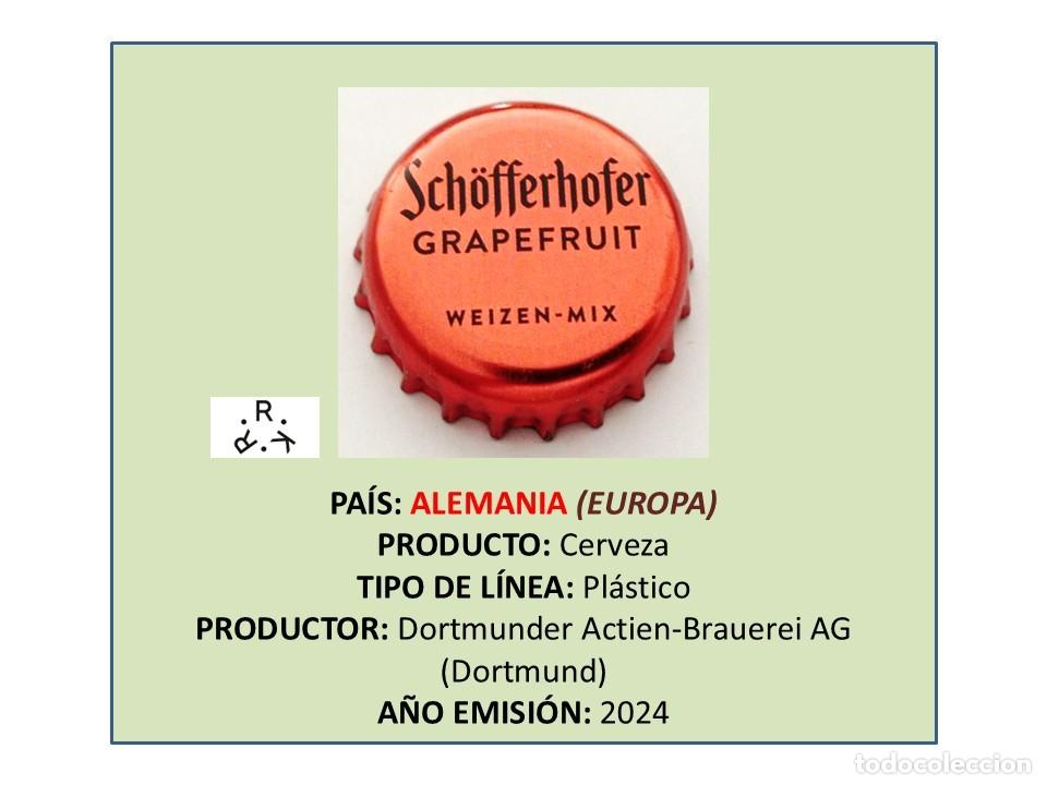 Coleccionismo de cervezas: TAPON CORONA CAPSULA CHAPA CERVEZA SCH&Ouml;FFERHOFER GRAPEFRUIT (ALEMANIA)