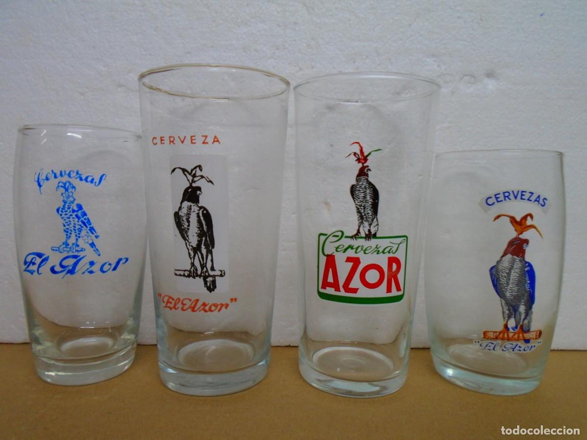 Coleccionismo de cervezas: CERVEZAS&rdquo;EL AZOR&rdquo;CARTAGENA(MURCIA)4 VASOS SERIGRAFIADOS DIFERENTES,A&Ntilde;OS 60/70.