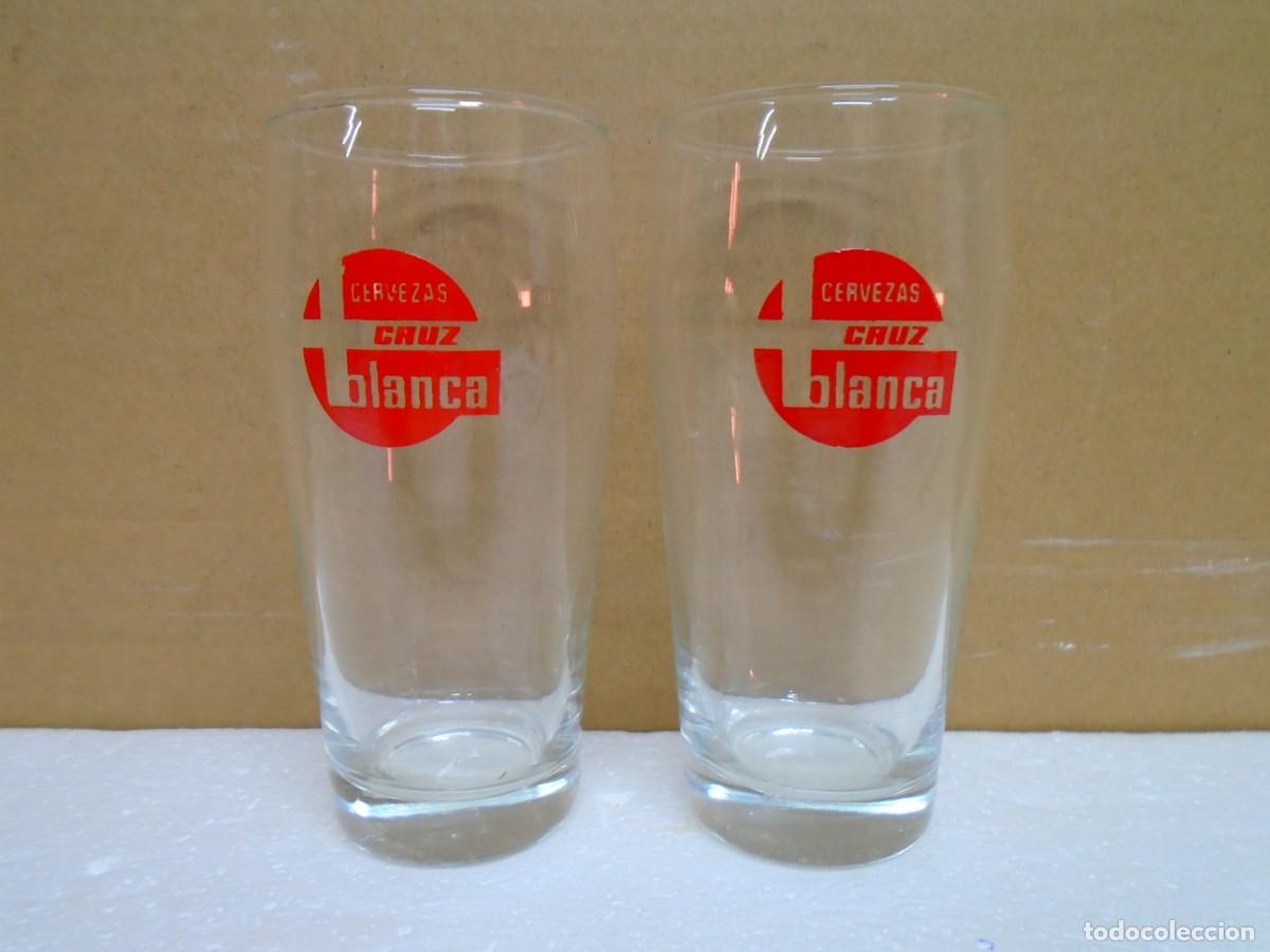 Coleccionismo de cervezas: CERVEZAS&rdquo;LA CRUZ BLANCA&rdquo;SANTANDER.ANTIGUOS VASOS SERIGRAFIADOS,A&Ntilde;OS 60.