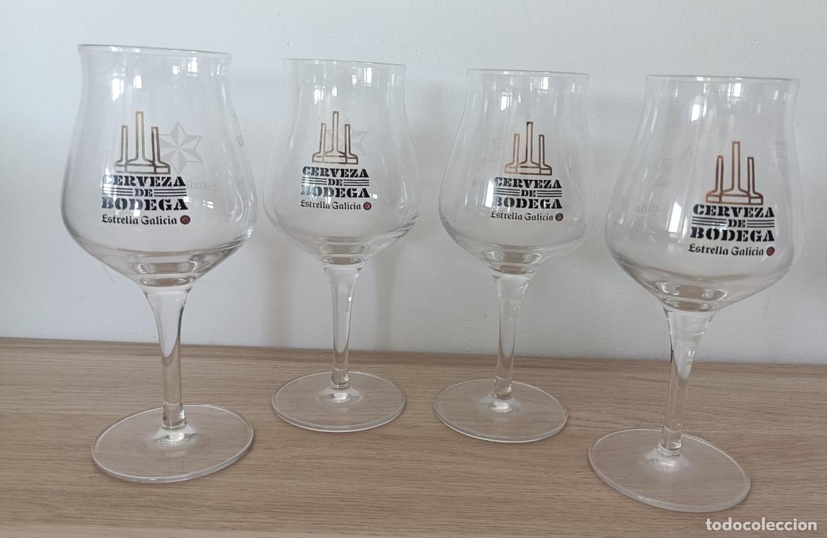 Coleccionismo de cervezas: Lote 4 Copas ESTRELLA DE GALICIA, Cerveza de Bodega, 33 Cl.