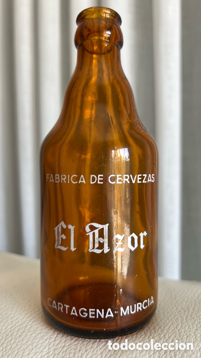 Coleccionismo de cervezas: ANTIGUA BOTELLA DE CERVEZA EL AZOR SIN RECUADRO, TERCIO 1/3