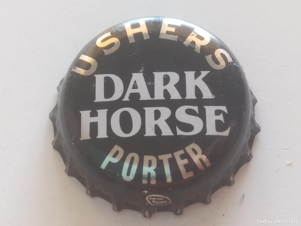 Coleccionismo de cervezas: Chapa tap&oacute;n corona de la cerveza inglesa USHERS PORTER DARK HORSE