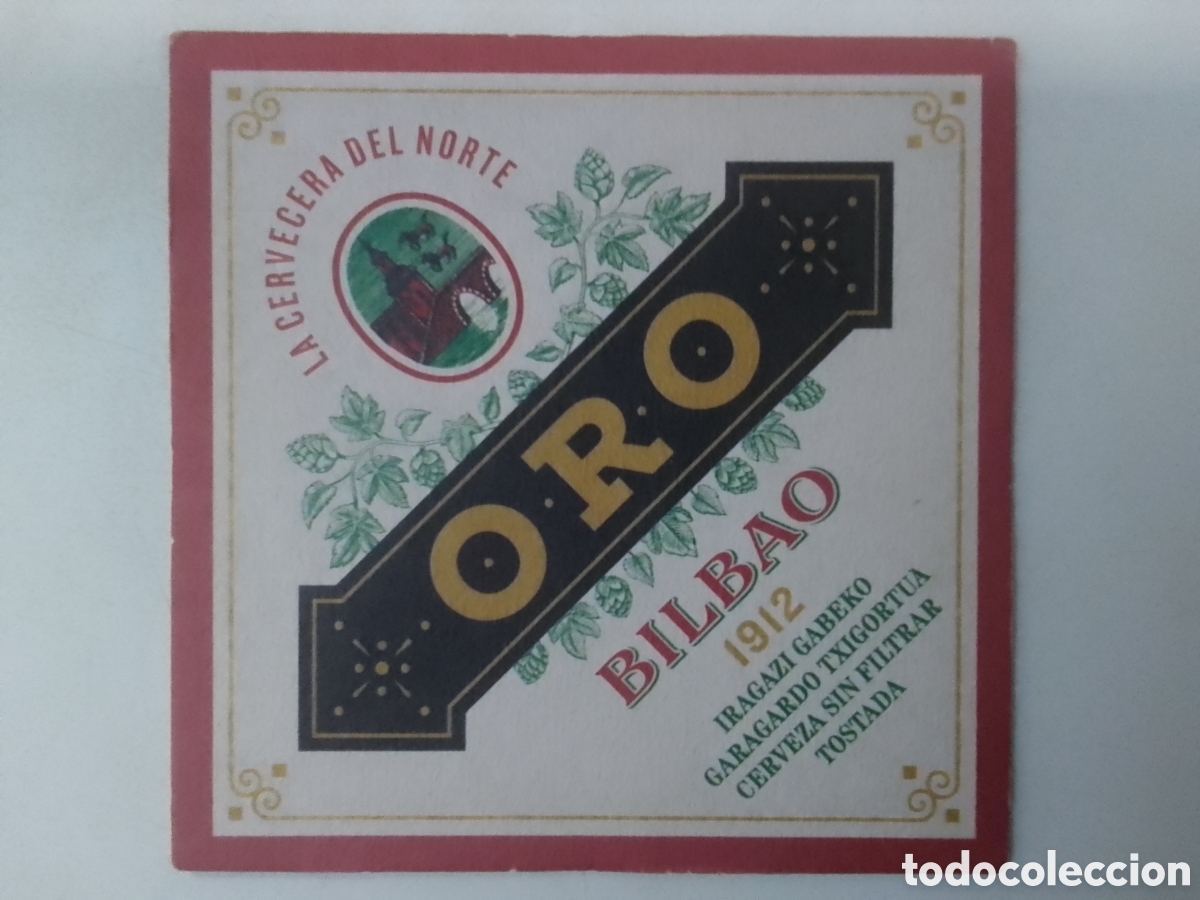 Coleccionismo de cervezas: Posavasos LA CERVECERA DEL NORTE ORO BILBAO.