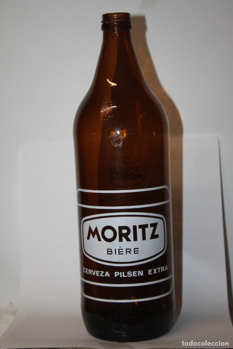 Coleccionismo de cervezas: ANTIGUA BOTELLA CERVEZA MORITZ, LITRO, SERIGRAFIADA