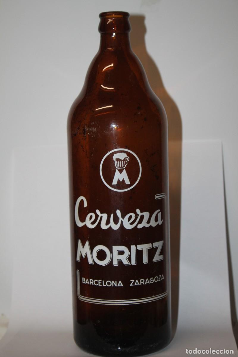 Coleccionismo de cervezas: ANTIGUA BOTELLA CERVEZA MORITZ, LITRO, SERIGRAFIADA