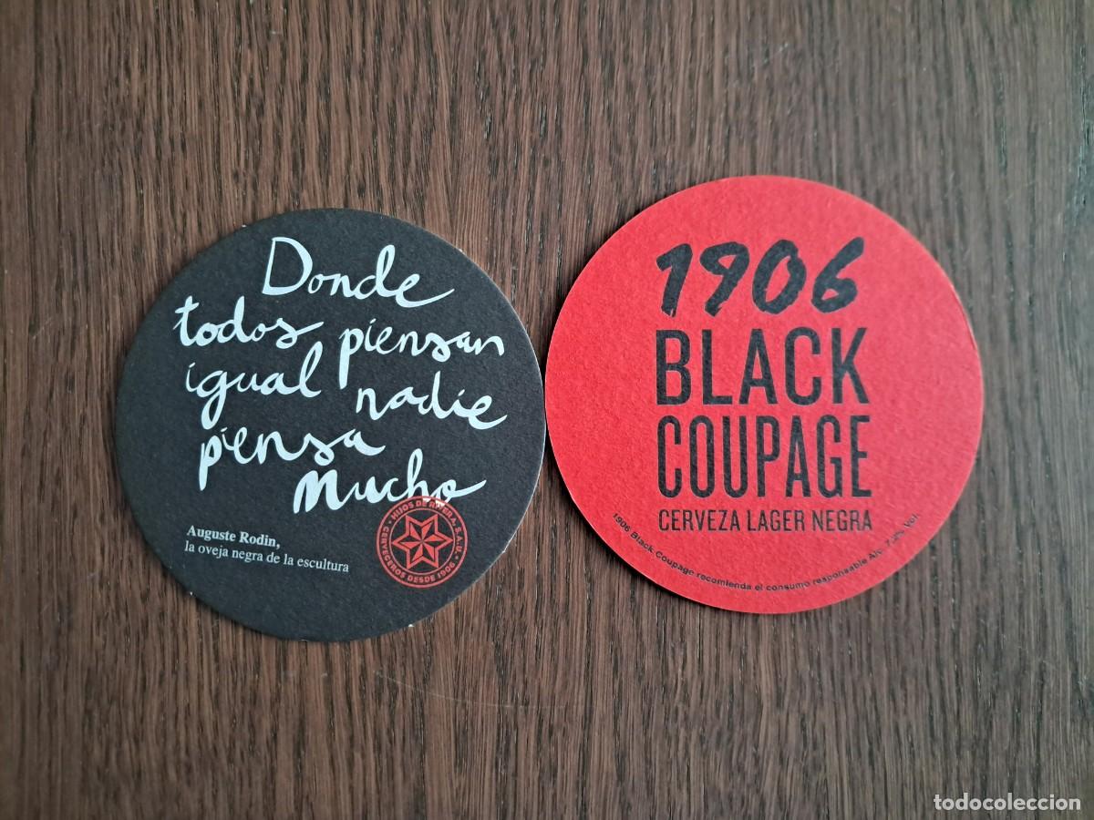 Coleccionismo de cervezas: posavasos de cerveza, Estrella Galicia 1906 black coupage, con frase c&eacute;lebre de Auguste Rodin.