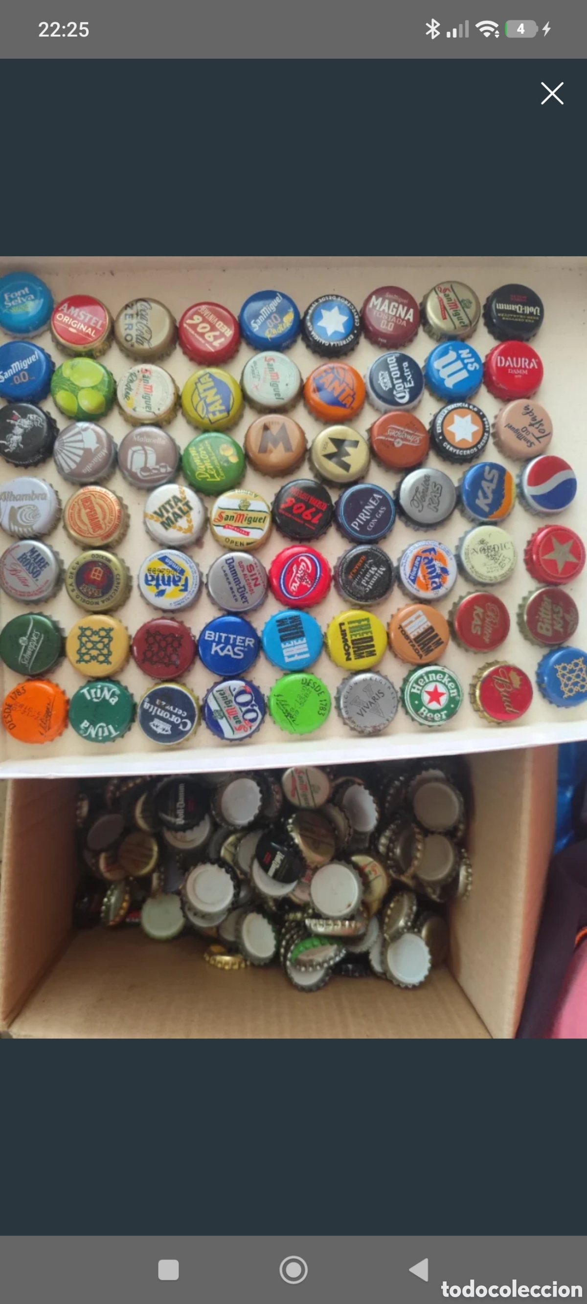 Coleccionismo de cervezas: Caja de 4'5kg chapas de cerveza y bebidas