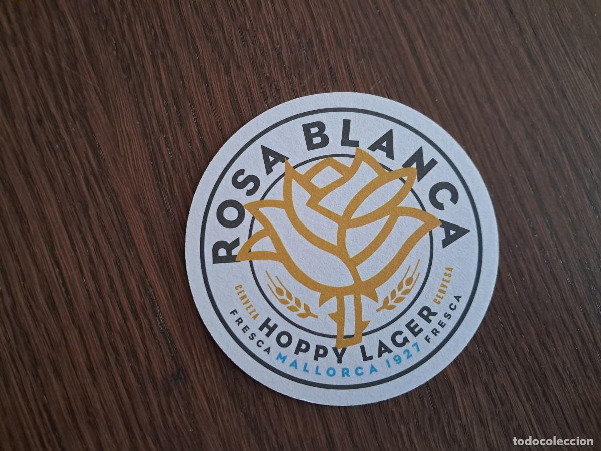 Coleccionismo de cervezas: posavasos de cerveza, rosa blanca, Mallorca.